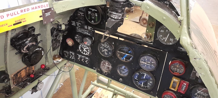 Instrument panel in cockpit