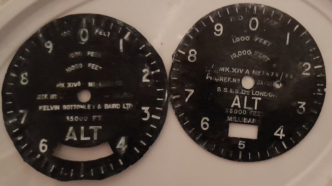 Original altimeter face plates, safe